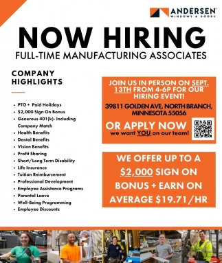 Manufacturing Associates, Andersen Windows & Doors, Bayport, MN